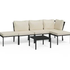 MAISON EXCLUSIVE - Salon de jardin 6 pcs avec coussins sable acier