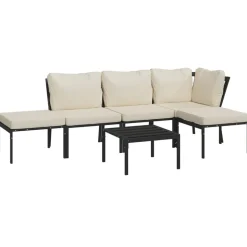 MAISON EXCLUSIVE - Salon de jardin 6 pcs avec coussins sable acier