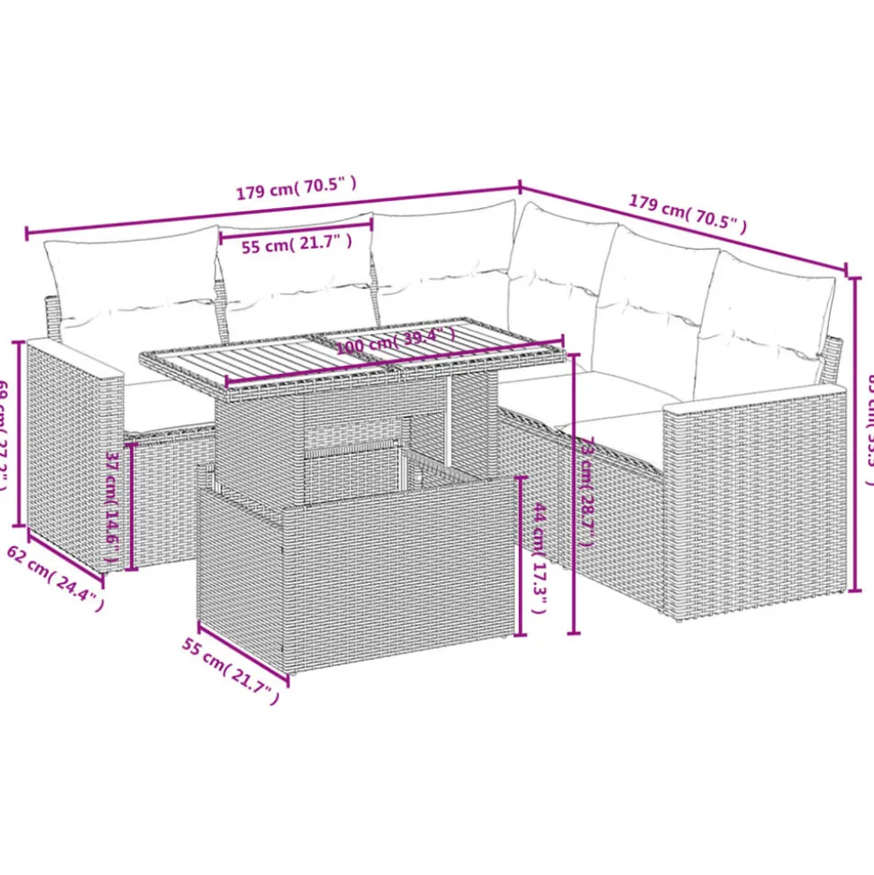 MAISON EXCLUSIVE - Salon de jardin avec coussins 6 pcs beige résine tressée
