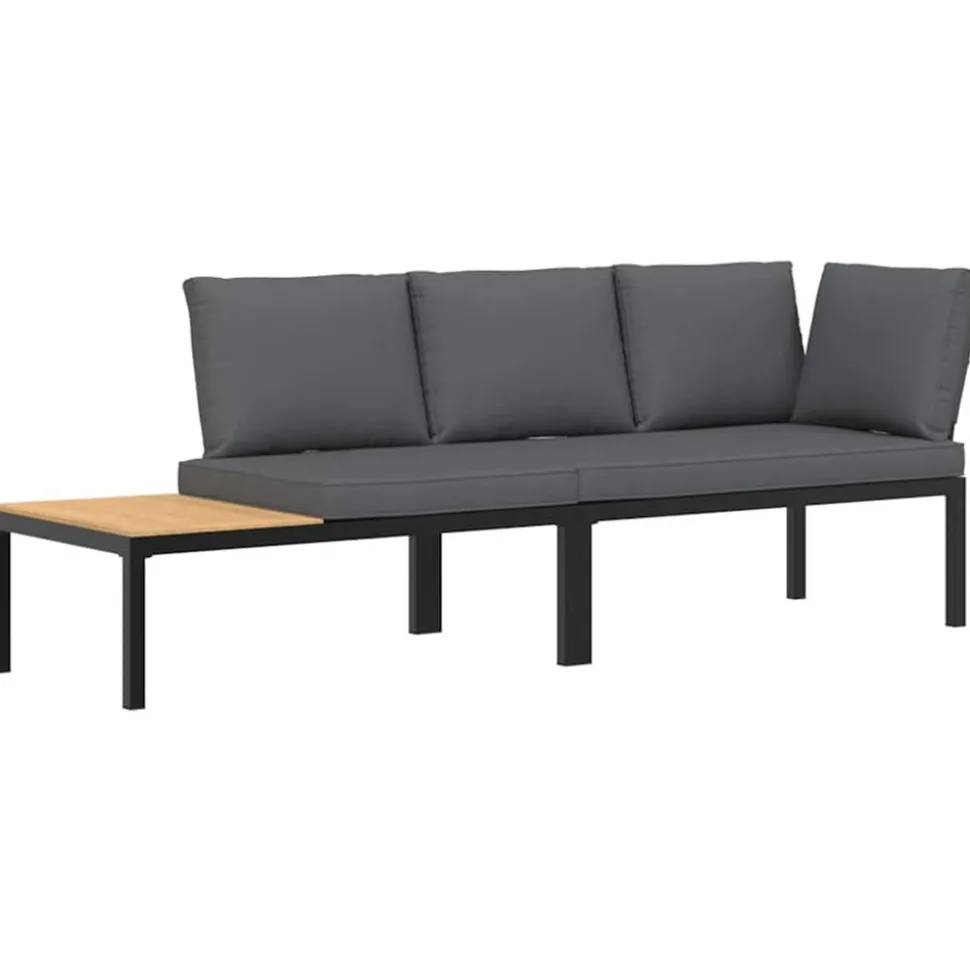 MAISON EXCLUSIVE - Salon de jardin 2 pcs avec coussins noir aluminium
