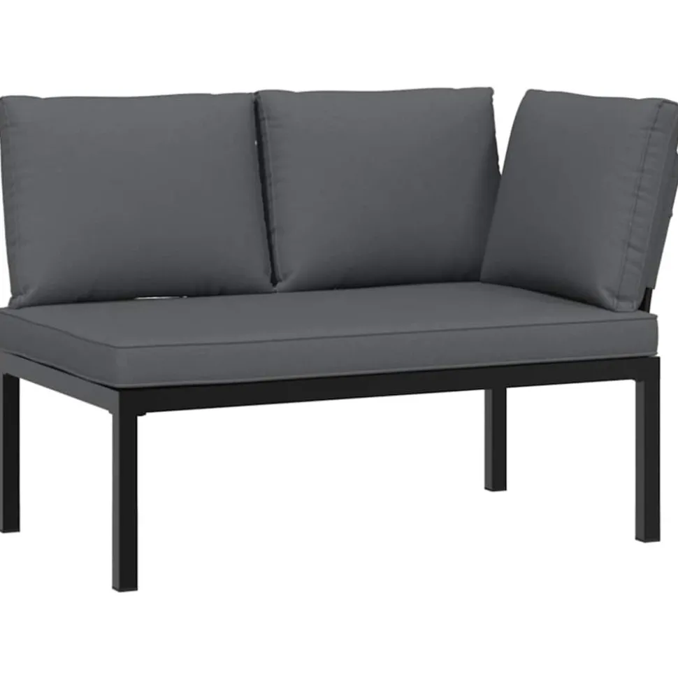 MAISON EXCLUSIVE - Salon de jardin 2 pcs avec coussins noir aluminium