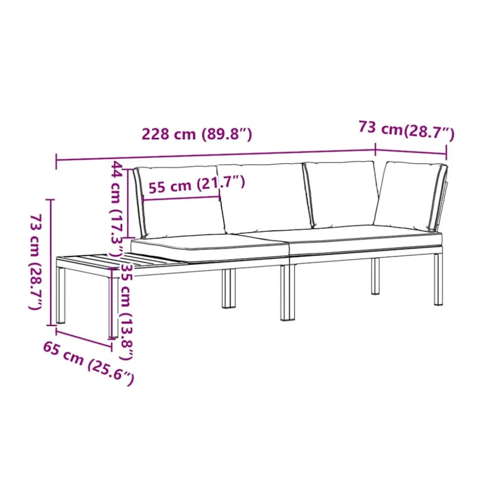 MAISON EXCLUSIVE - Salon de jardin 2 pcs avec coussins noir aluminium
