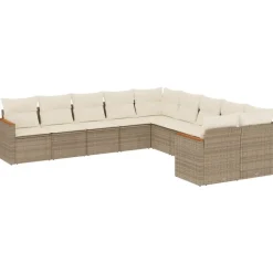 MAISON EXCLUSIVE - Salon de jardin avec coussins 10 pcs beige résine tressée