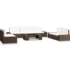MAISON EXCLUSIVE - Salon de jardin 8 pcs résine tressée marron