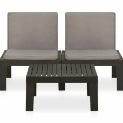 MAISON EXCLUSIVE - Salon de jardin 2 pcs avec coussins plastique gris
