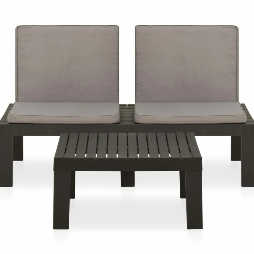 MAISON EXCLUSIVE - Salon de jardin 2 pcs avec coussins plastique gris