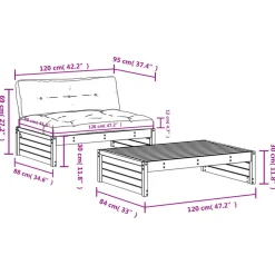 MAISON EXCLUSIVE - Salon de jardin 2 pcs avec coussins bois massif