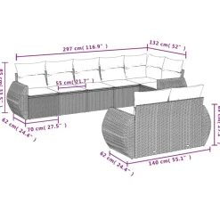 MAISON EXCLUSIVE - Salon de jardin 8 pcs avec coussins noir résine tressée