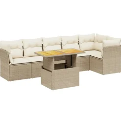 MAISON EXCLUSIVE - Salon de jardin avec coussins 7 pcs beige résine tressée