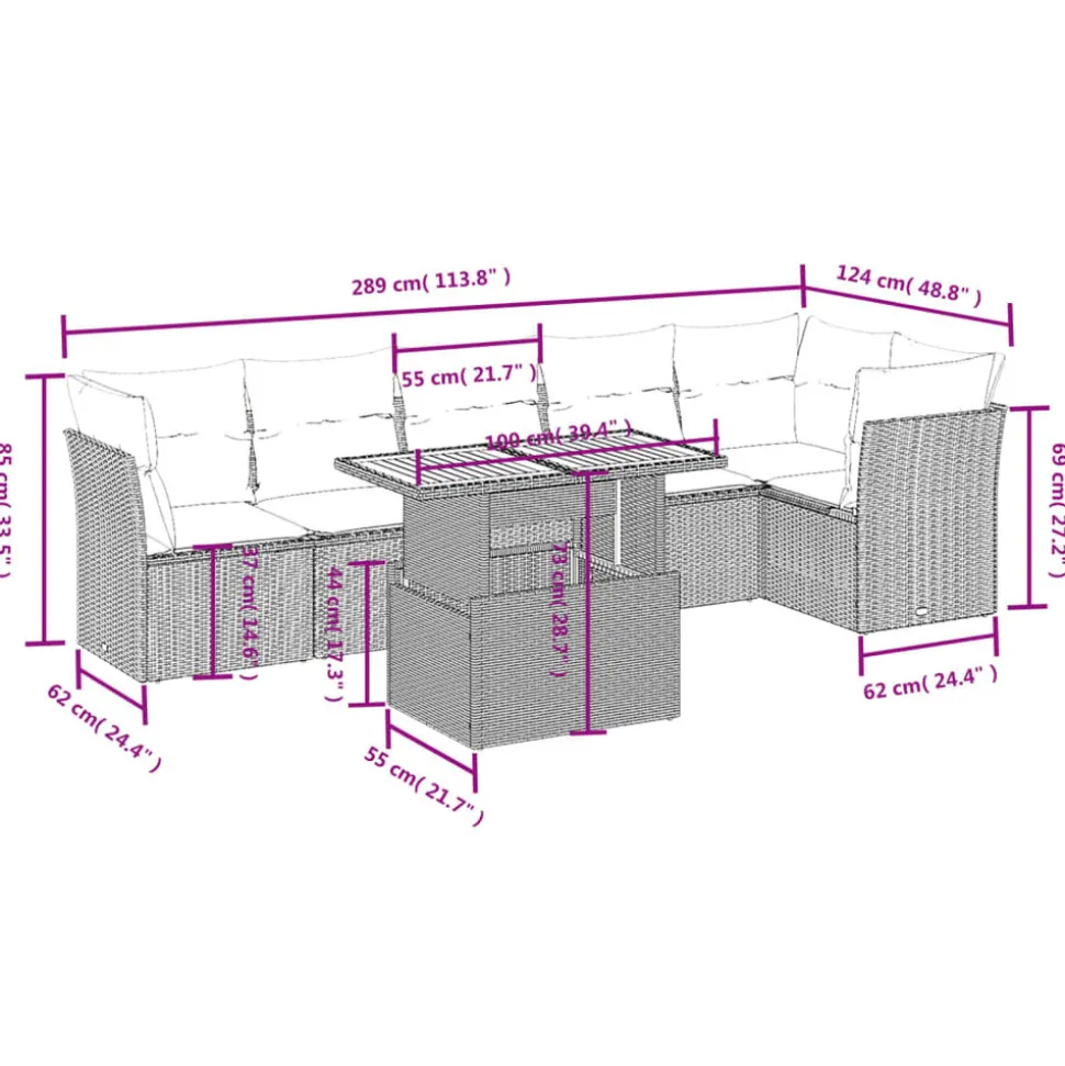 MAISON EXCLUSIVE - Salon de jardin avec coussins 7 pcs beige résine tressée