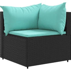 MAISON EXCLUSIVE - Salon de jardin 7 pcs avec coussins noir résine tressée