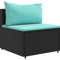 MAISON EXCLUSIVE - Salon de jardin 7 pcs avec coussins noir résine tressée
