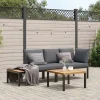 MAISON EXCLUSIVE - Salon de jardin 3 pcs avec coussins noir aluminium