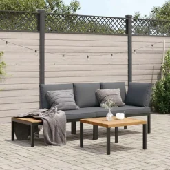 MAISON EXCLUSIVE - Salon de jardin 3 pcs avec coussins noir aluminium