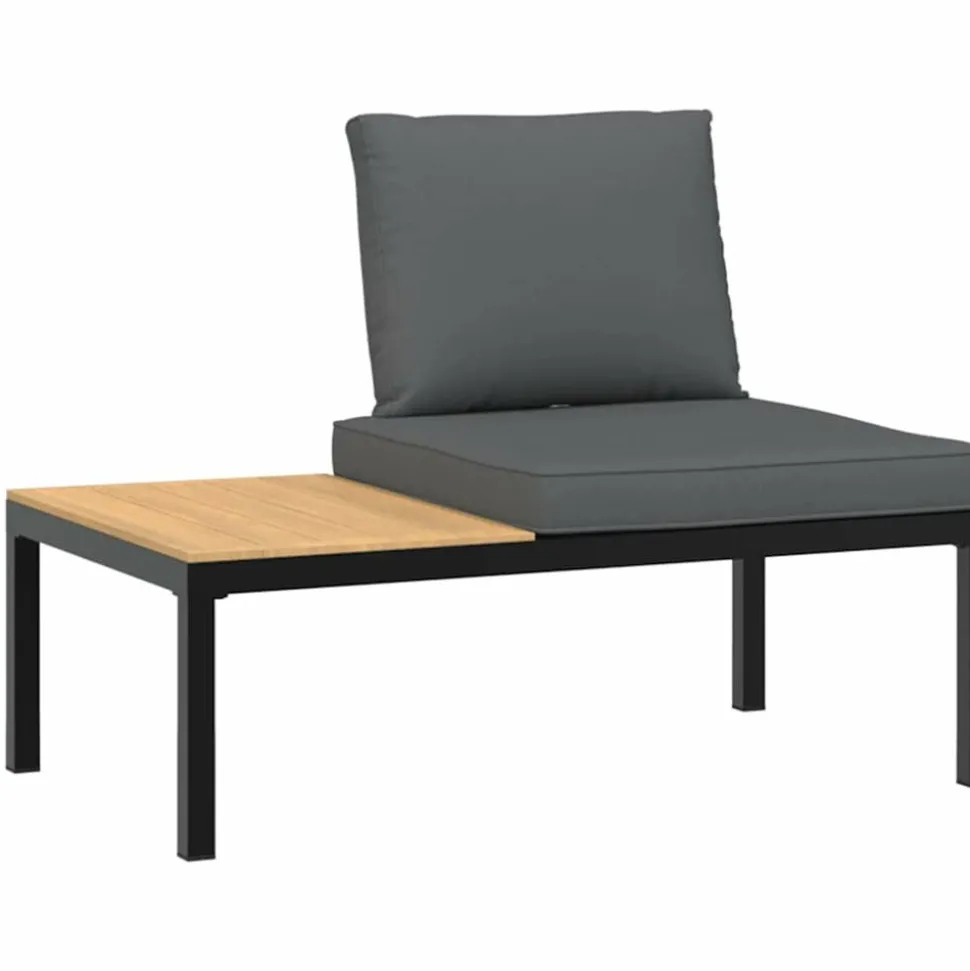 MAISON EXCLUSIVE - Salon de jardin 3 pcs avec coussins noir aluminium