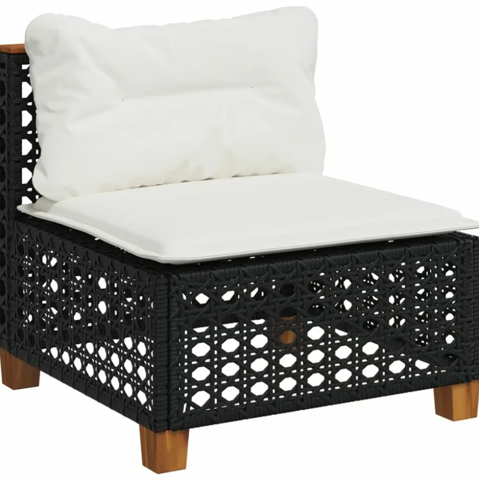 MAISON EXCLUSIVE - Salon de jardin 7 pcs avec coussins noir résine tressée