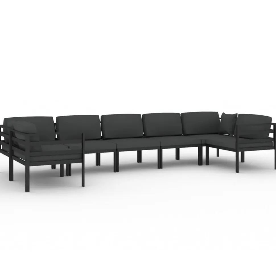 MAISON EXCLUSIVE - Salon de jardin 7 pcs avec coussins aluminium anthracite