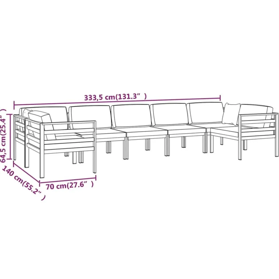 MAISON EXCLUSIVE - Salon de jardin 7 pcs avec coussins aluminium anthracite