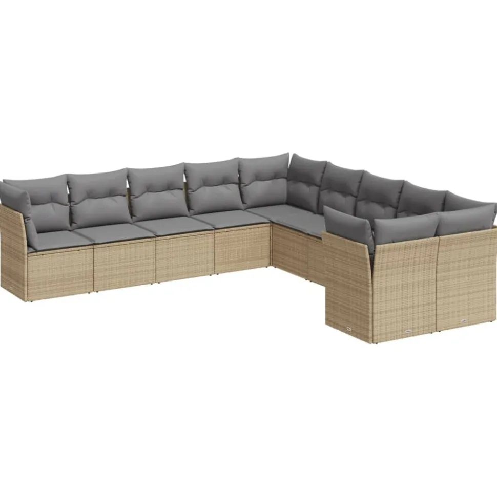 MAISON EXCLUSIVE - Salon de jardin avec coussins 10 pcs beige résine tressée