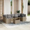 MAISON EXCLUSIVE - Salon de jardin avec coussins 8 pcs beige résine tressée