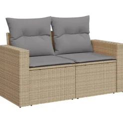 MAISON EXCLUSIVE - Salon de jardin avec coussins 8 pcs beige résine tressée