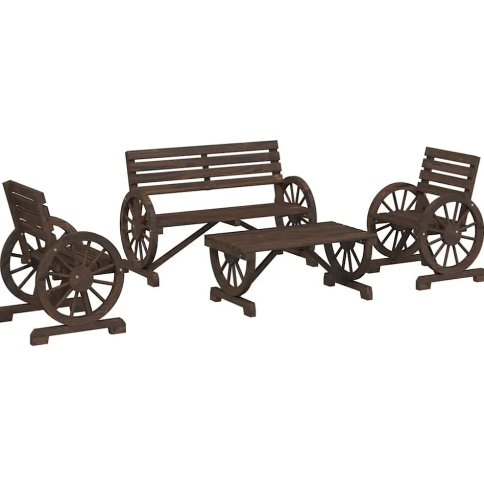 MAISON EXCLUSIVE - Salon de jardin 4 pcs bois de sapin massif