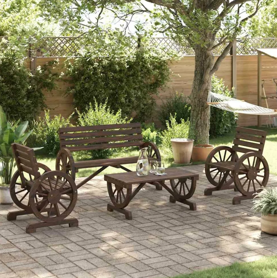 MAISON EXCLUSIVE - Salon de jardin 4 pcs bois de sapin massif