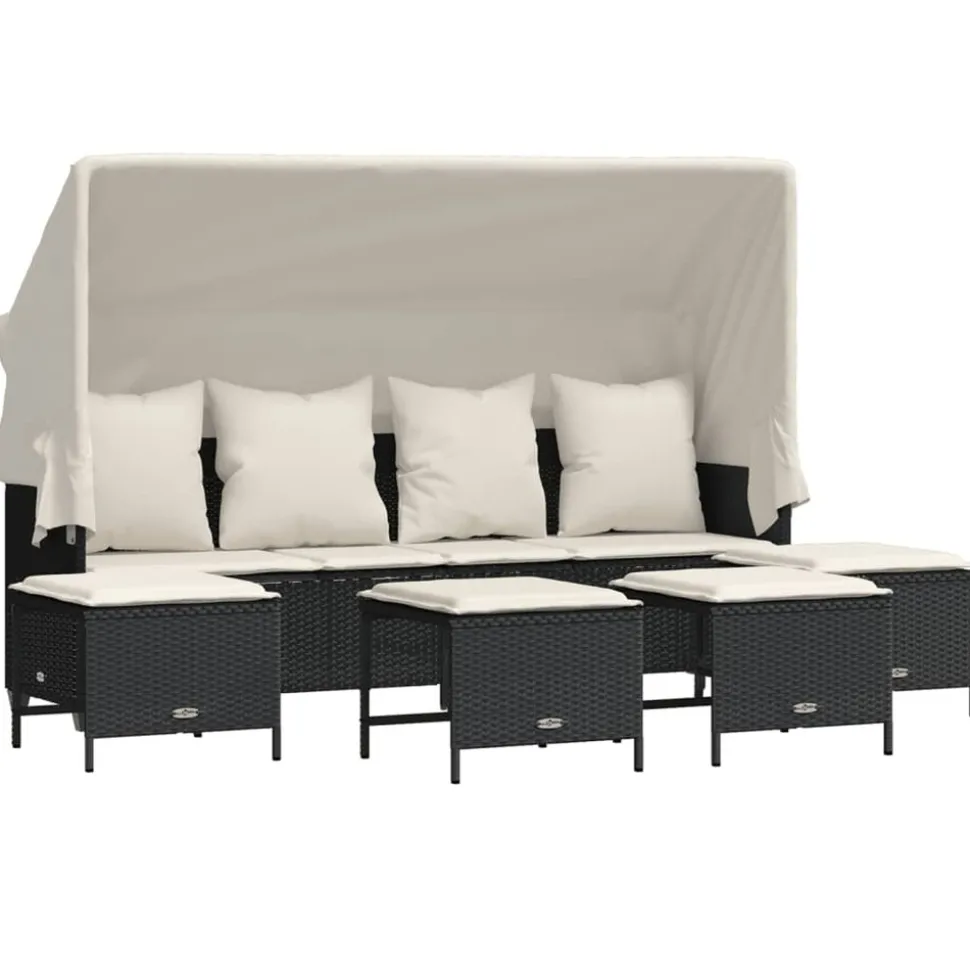 MAISON EXCLUSIVE - Salon de jardin 5 pcs avec coussins noir résine tressée