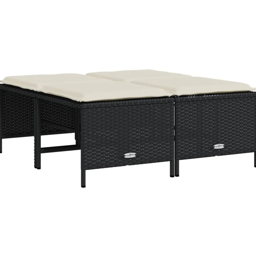 MAISON EXCLUSIVE - Salon de jardin 5 pcs avec coussins noir résine tressée