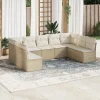 MAISON EXCLUSIVE - Salon de jardin avec coussins 9 pcs beige résine tressée