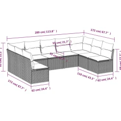 MAISON EXCLUSIVE - Salon de jardin avec coussins 9 pcs beige résine tressée