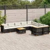 MAISON EXCLUSIVE - Salon de jardin 10 pcs avec coussins noir résine tressée