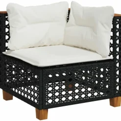 MAISON EXCLUSIVE - Salon de jardin 10 pcs avec coussins noir résine tressée
