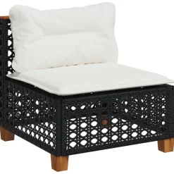 MAISON EXCLUSIVE - Salon de jardin 10 pcs avec coussins noir résine tressée