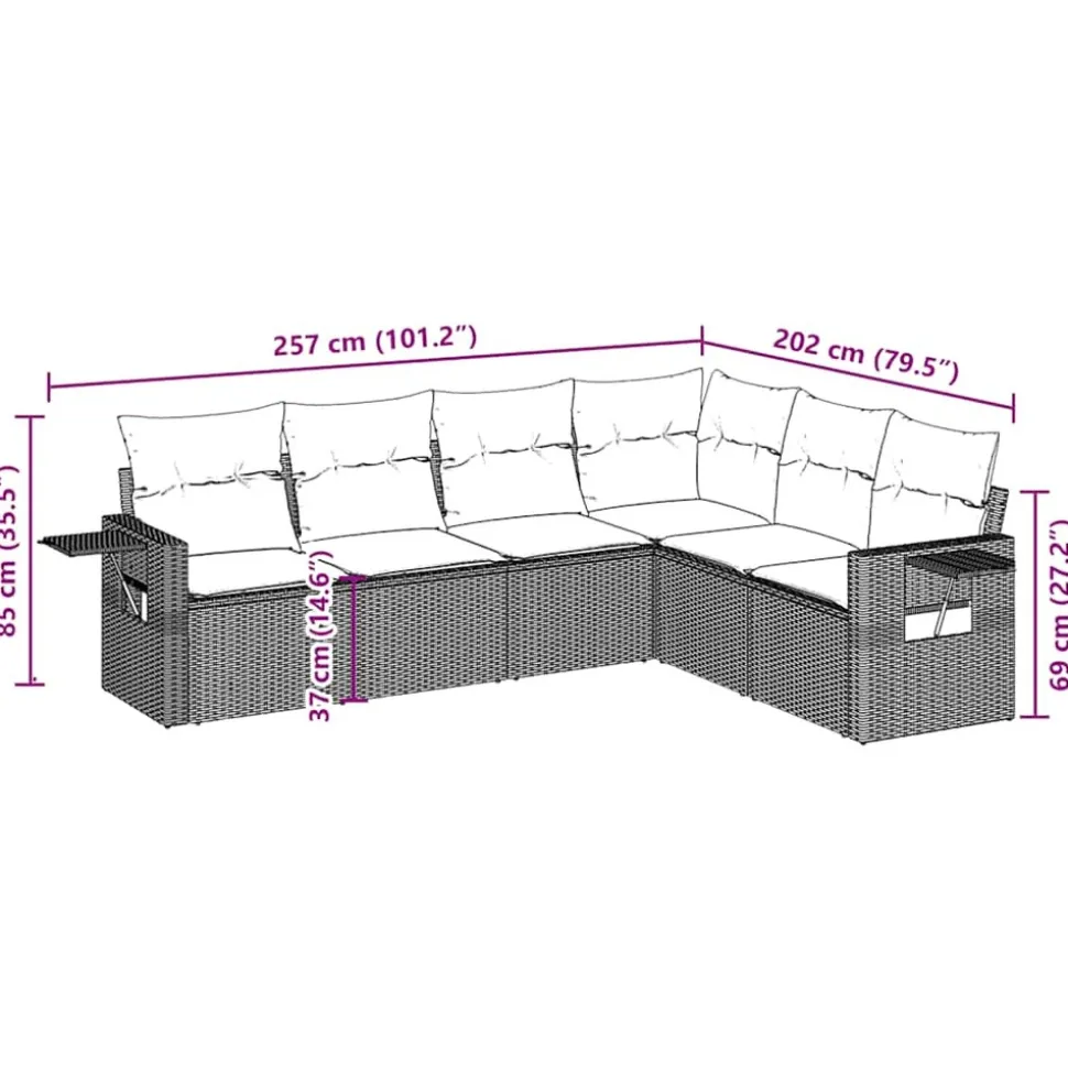 MAISON EXCLUSIVE - Salon de jardin 6 pcs avec coussins noir résine tressée