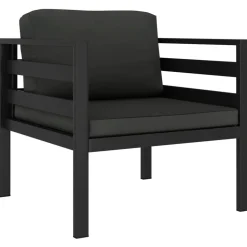 MAISON EXCLUSIVE - Salon de jardin 3 pcs avec coussins aluminium anthracite