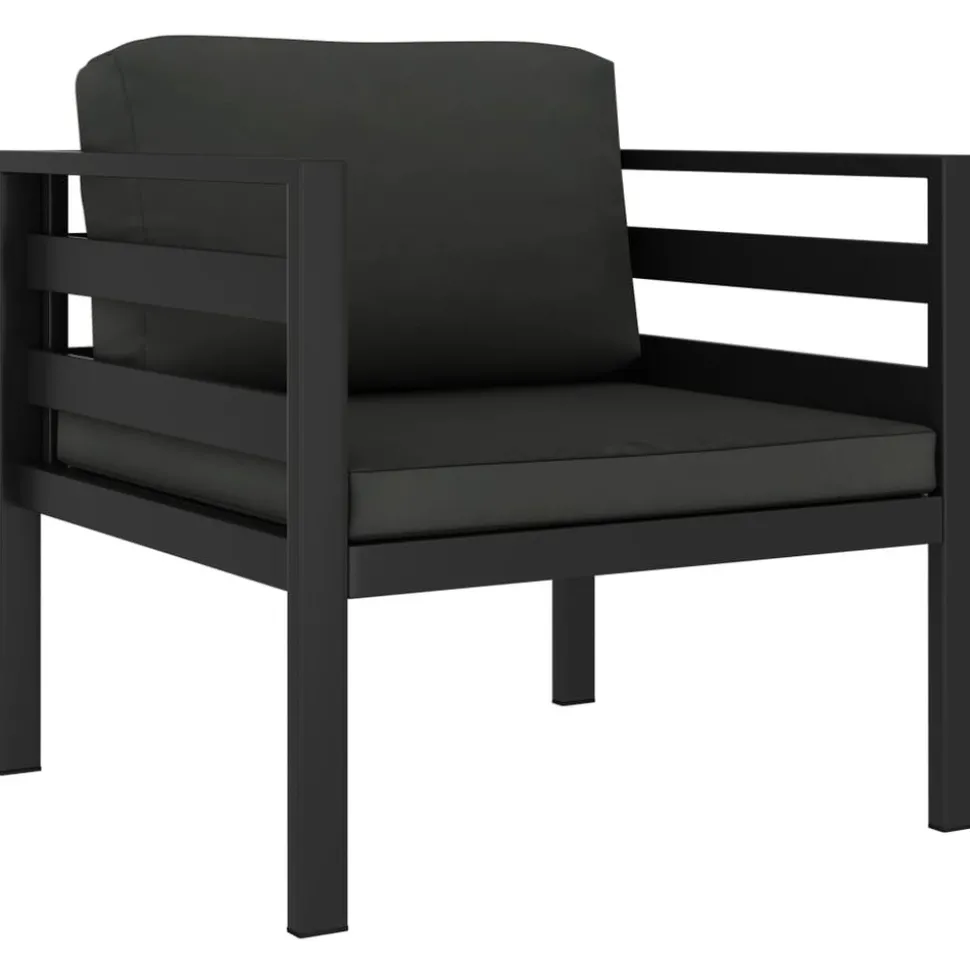 MAISON EXCLUSIVE - Salon de jardin 3 pcs avec coussins aluminium anthracite
