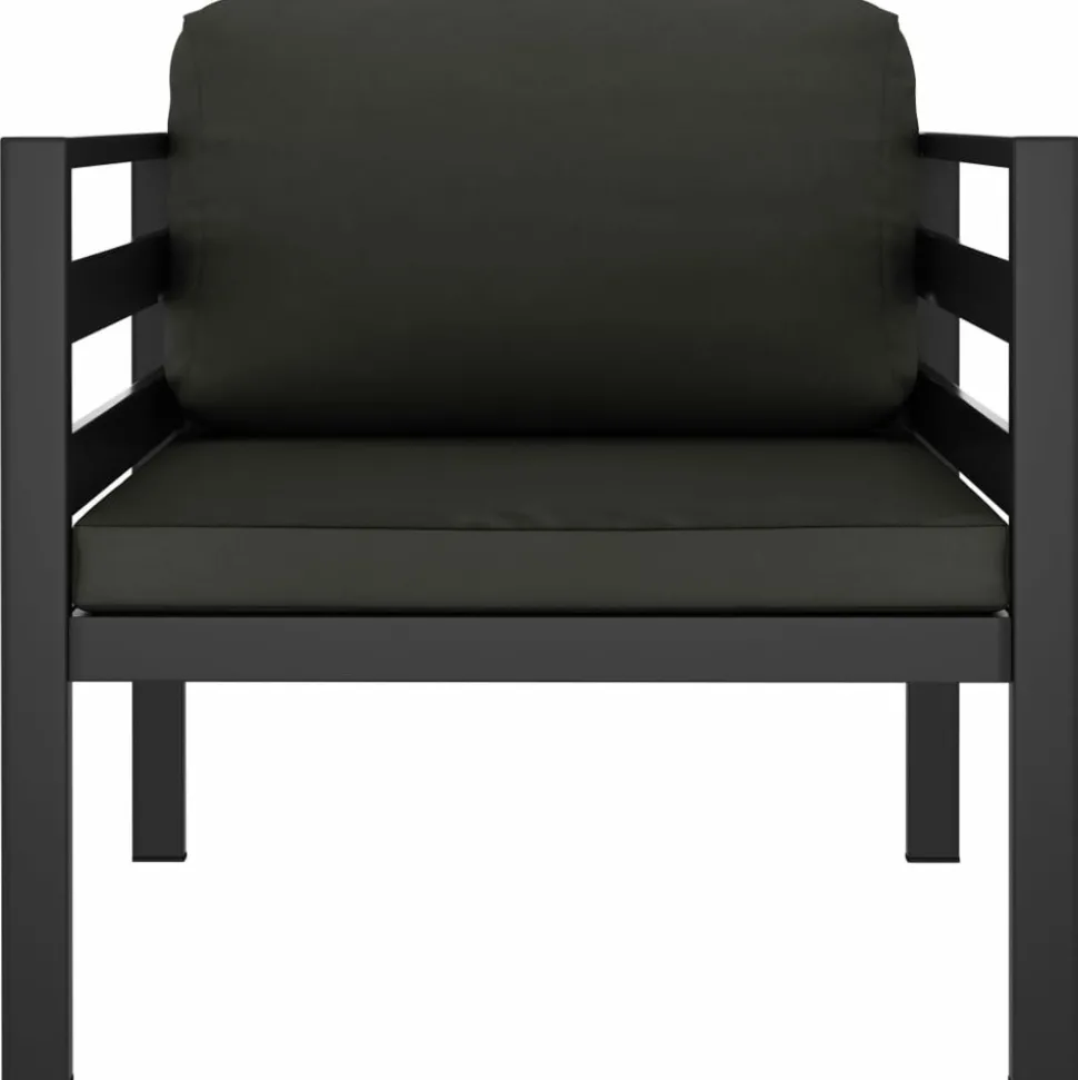 MAISON EXCLUSIVE - Salon de jardin 3 pcs avec coussins aluminium anthracite