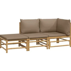 MAISON EXCLUSIVE - Salon de jardin 3 pcs avec coussins taupe bambou