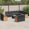 MAISON EXCLUSIVE - Salon de jardin avec coussins 13 pcs noir résine tressée
