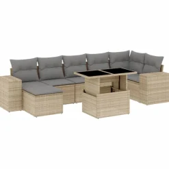 MAISON EXCLUSIVE - Salon de jardin avec coussins 8 pcs beige résine tressée