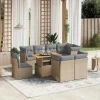 MAISON EXCLUSIVE - Salon de jardin avec coussins 9 pcs beige résine tressée