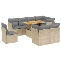 MAISON EXCLUSIVE - Salon de jardin avec coussins 9 pcs beige résine tressée