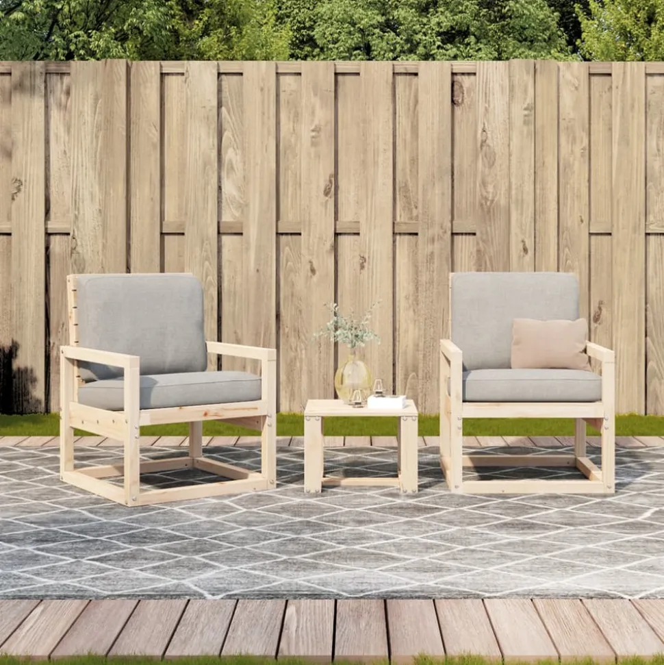 MAISON EXCLUSIVE - Salon de jardin 3 pcs bois massif de pin