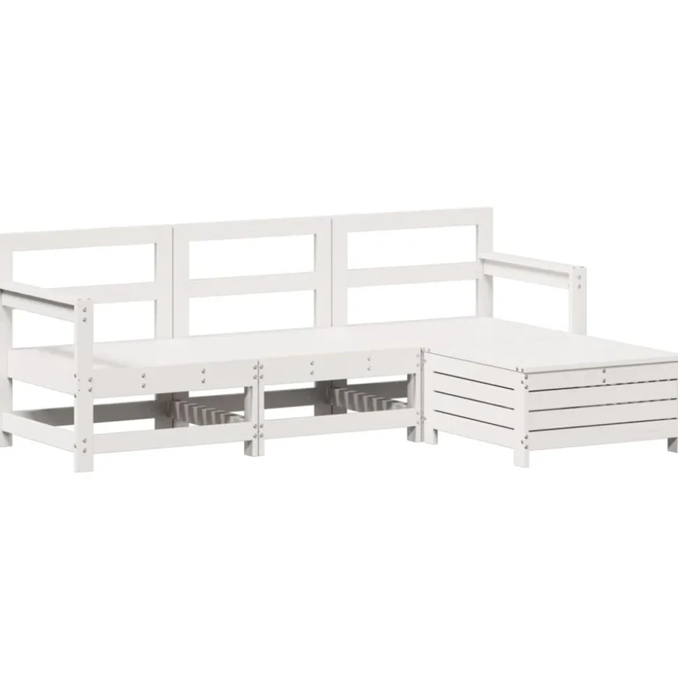 MAISON EXCLUSIVE - Salon de jardin 4 pcs blanc bois de pin massif