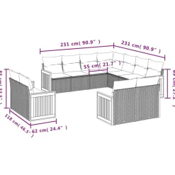 MAISON EXCLUSIVE - Salon de jardin 11 pcs avec coussins noir résine tressée