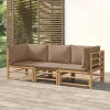 MAISON EXCLUSIVE - Salon de jardin 3 pcs avec coussins taupe bambou