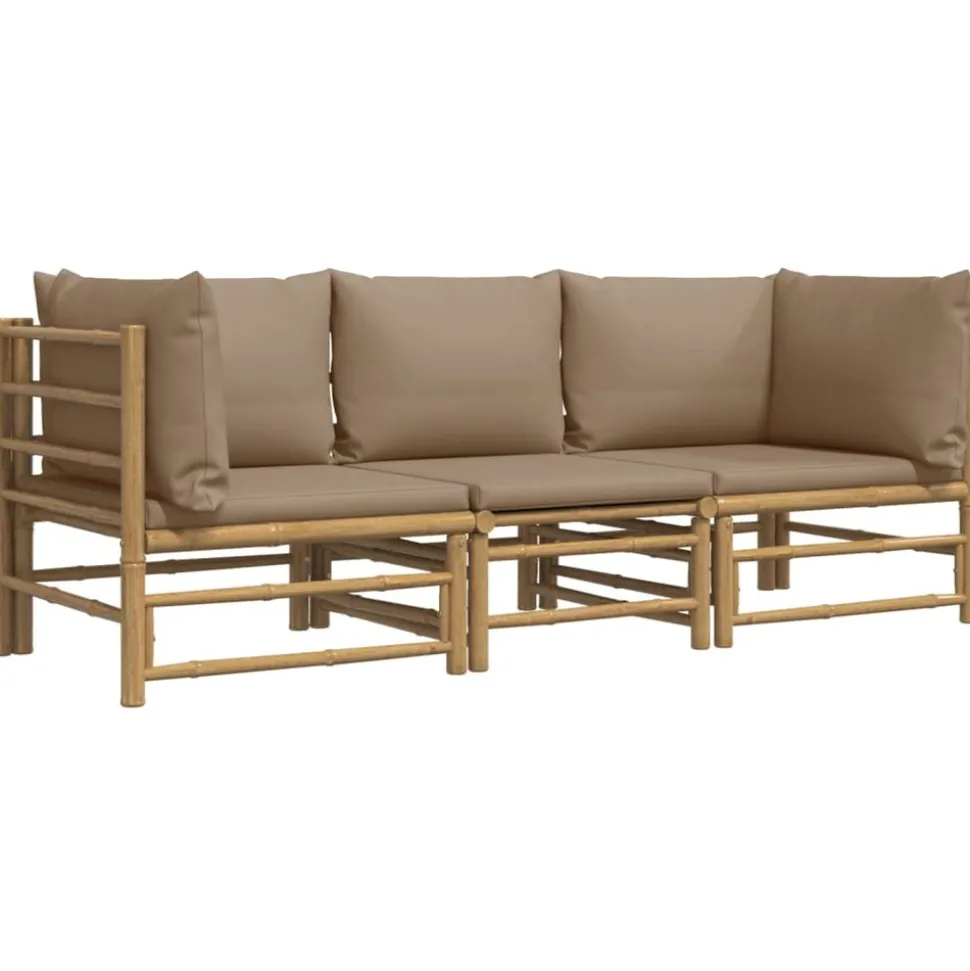 MAISON EXCLUSIVE - Salon de jardin 3 pcs avec coussins taupe bambou