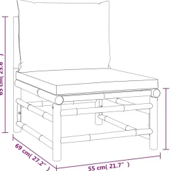 MAISON EXCLUSIVE - Salon de jardin 3 pcs avec coussins taupe bambou