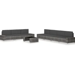 MAISON EXCLUSIVE - Salon de jardin 8 pcs résine tressée gris